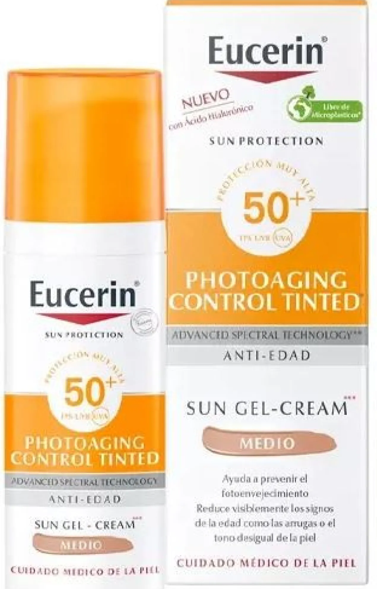 Protector Solar Facial Antienvejecimiento con Color Tono Medio SPF 50+