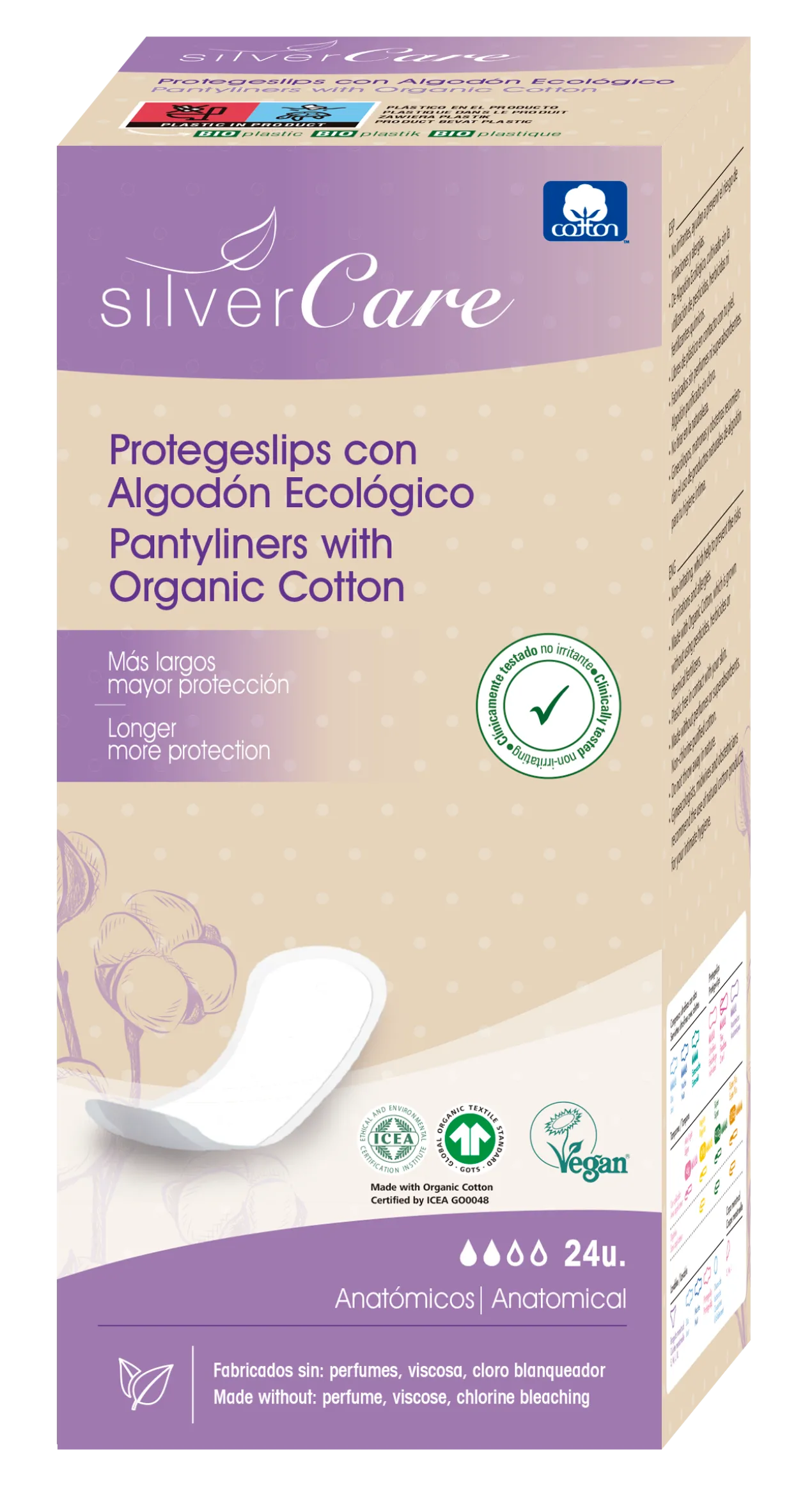 Protegeslips de Algodón Ecológico Anatómicos