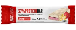 ProteinBar Barrita de proteína de vainilla y fresa con chocolate blanco