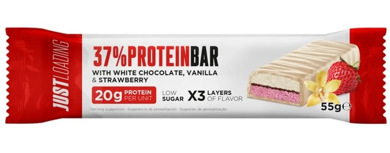 ProteinBar Barrita de proteína de vainilla y fresa con chocolate blanco