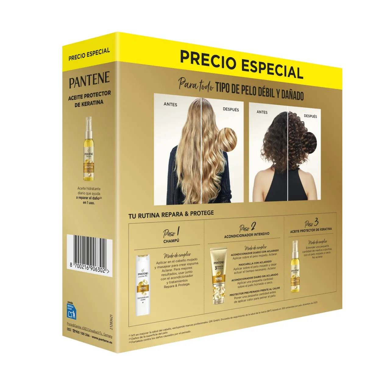 Pro-V Repara y Protege Champú 325ml + Acondicionador 220ml + Aceite 100ml