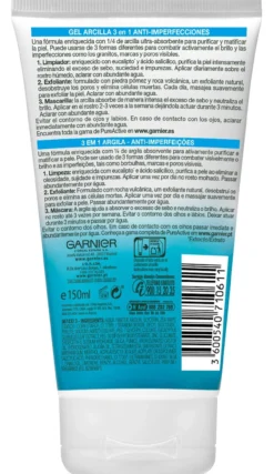 Pure Active Arcilla 3 en 1 Gel Limpiador, Exfoliante y Mascarilla