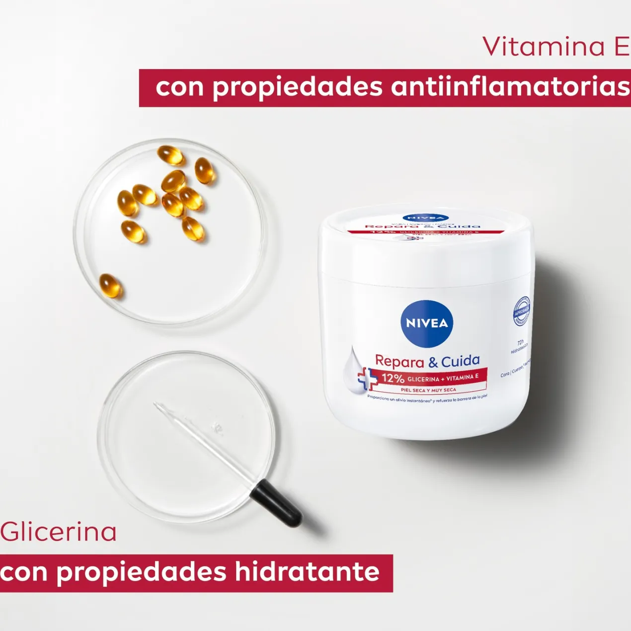 Repara & Cuida Glicerina y Vitamina E Crema corporal Hidratante