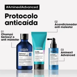 Serum Aminexil Advanced Fuller & Stronger enriquecido con activos dermatológicos para cabello con caída