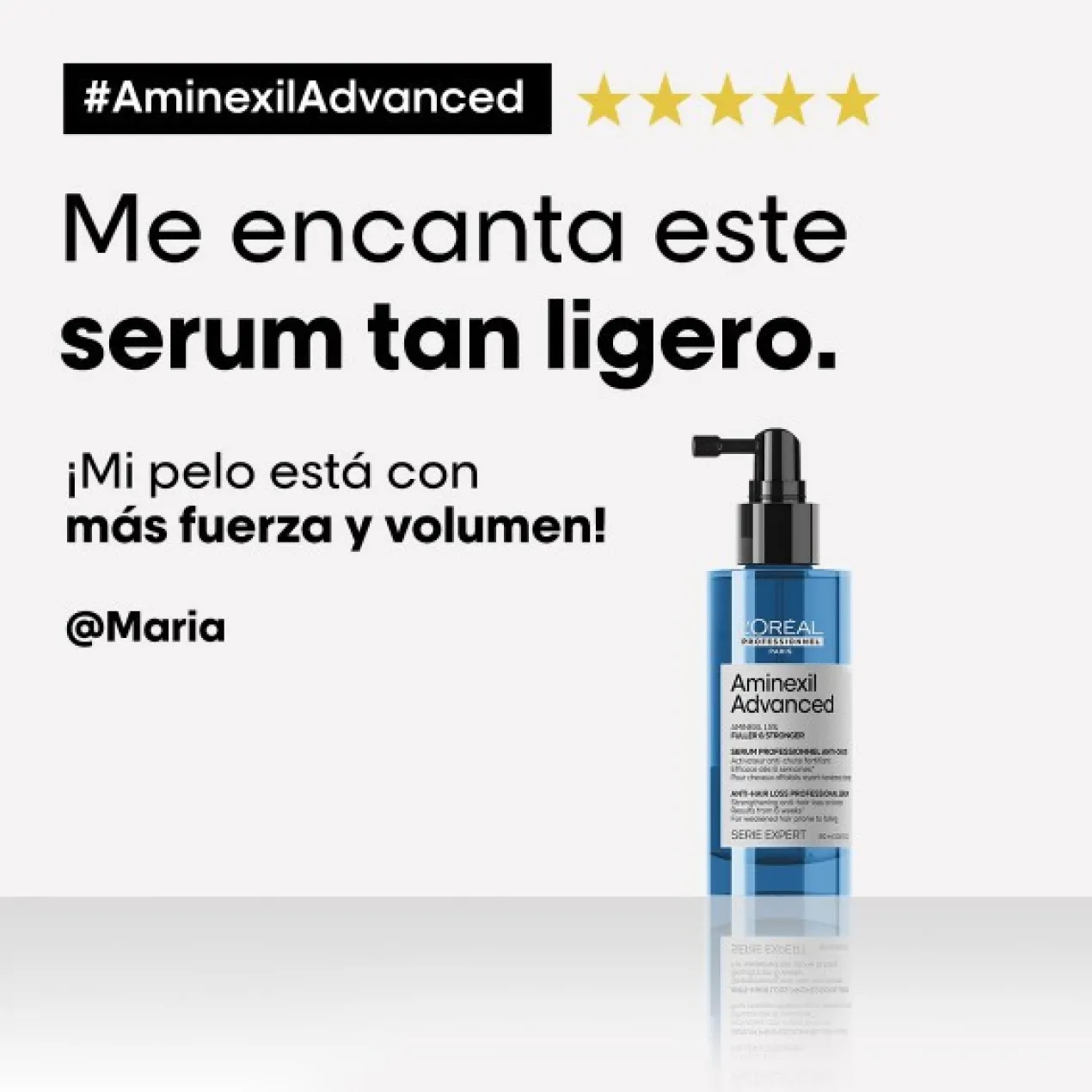 Serum Aminexil Advanced Fuller & Stronger enriquecido con activos dermatológicos para cabello con caída