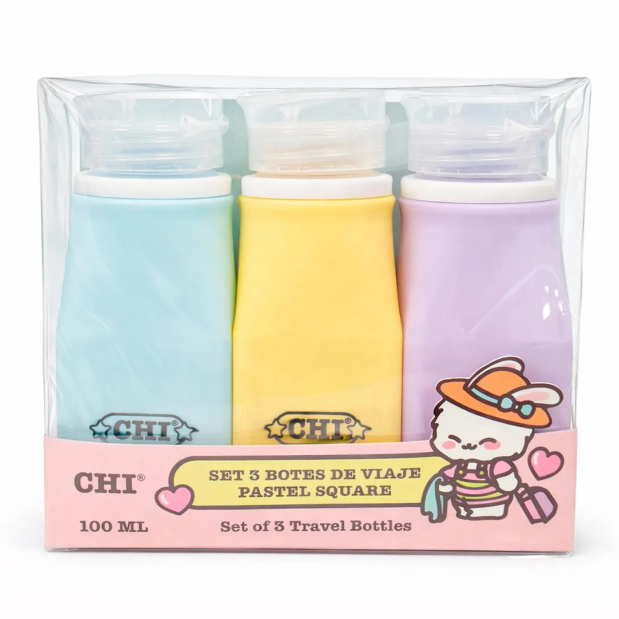 Set 3 Botes de Viaje Pastel Square 100ML