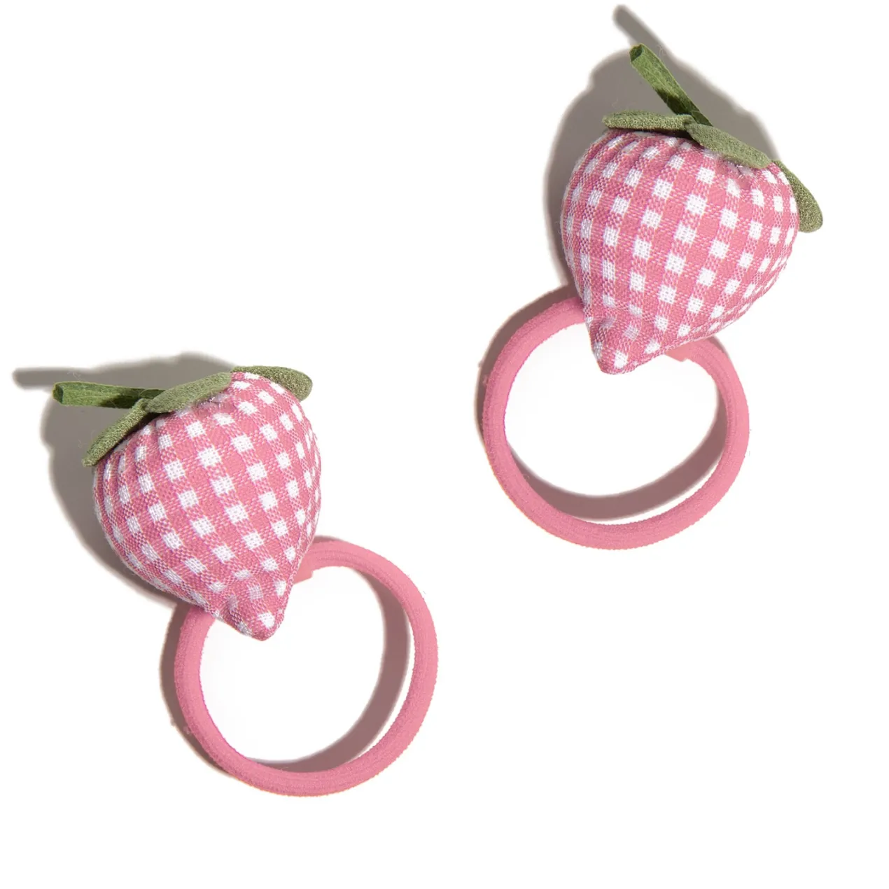 Set 2 Gomas de Pelo Fresa Acolchada Gingham