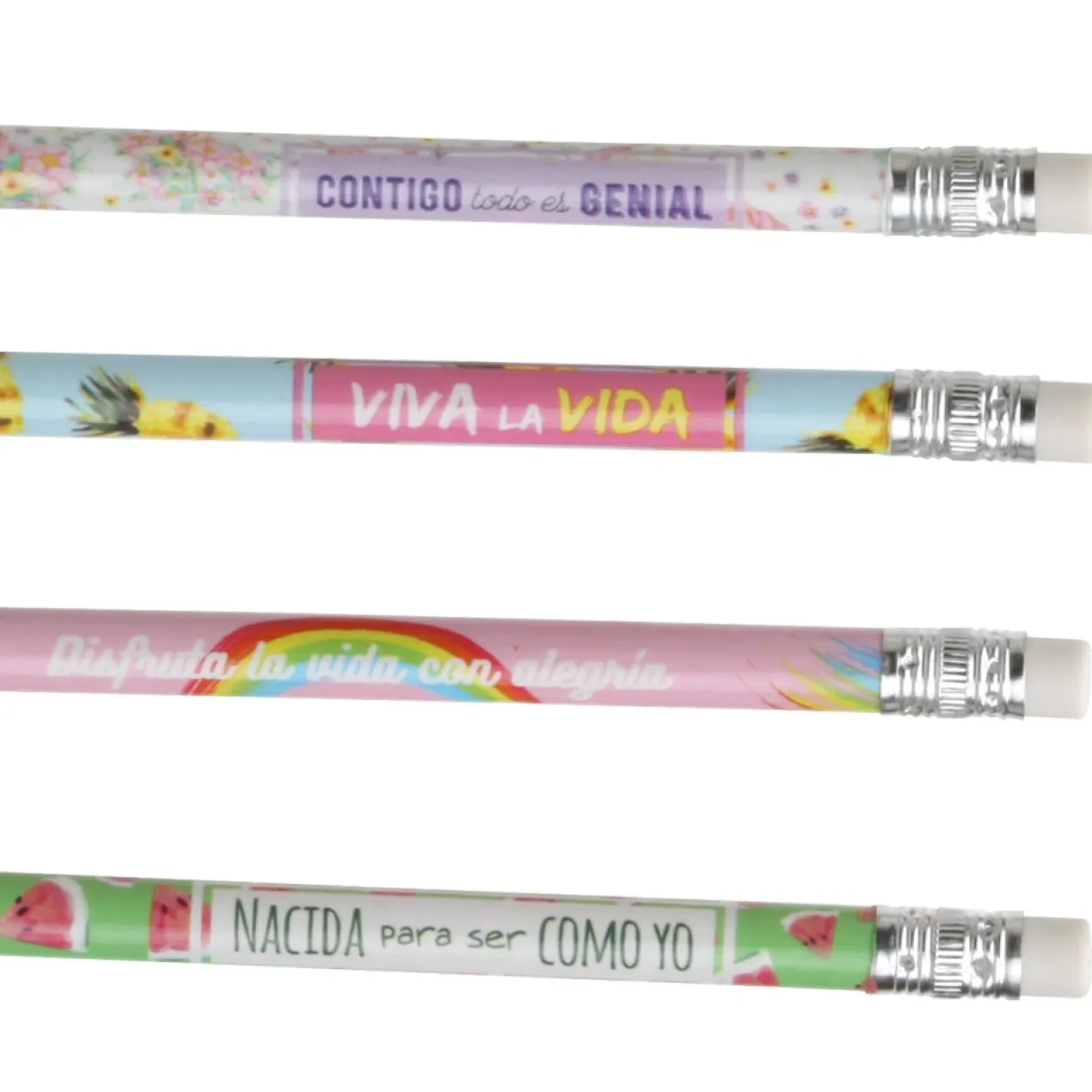 Set 4 Lápices con Goma con Mensajes