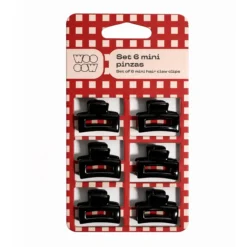 Set 6 Mini Pinzas de Pelo Negras