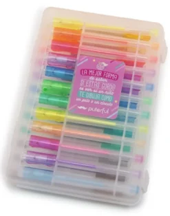Set de Bolígrafos Gel Glitter y Flúor