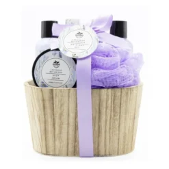 Set de Baño Cubo de Madera Lavender Botanique