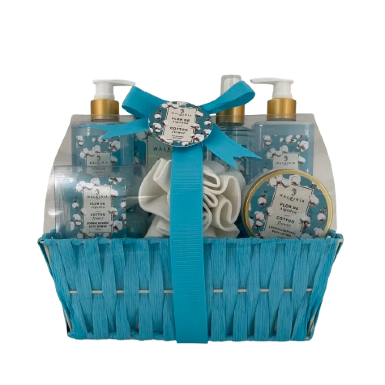 Set Spa Cotton Flower Cesta Azul
