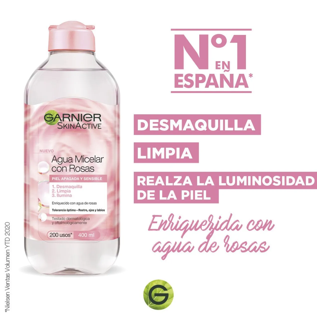 Skin Active Agua Micelar con Rosas Limpia & Ilumina