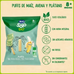Solo Bio Snacks Puffs Maíz, Avena y Plátano +8 Meses