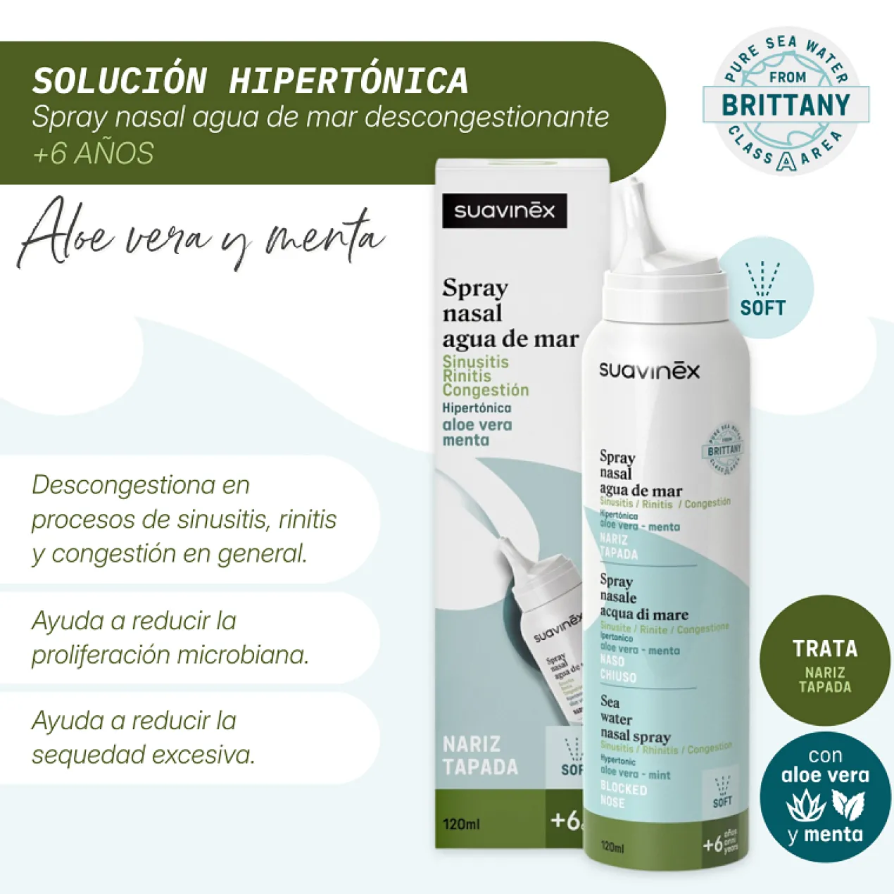 Spray Nasal Agua de Mar Hipertónica Aloe Vera +6Años