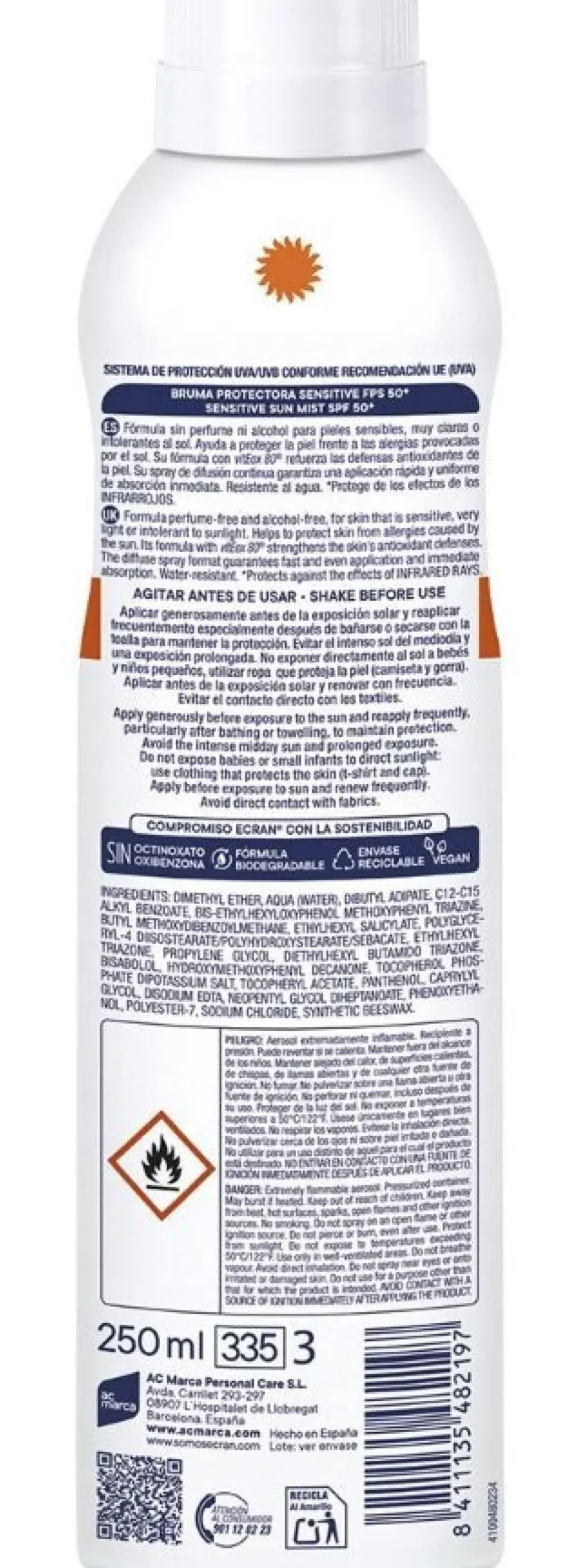 Sunnique Sensitive+ Bruma Protectora Pieles Sensibles SPF50+