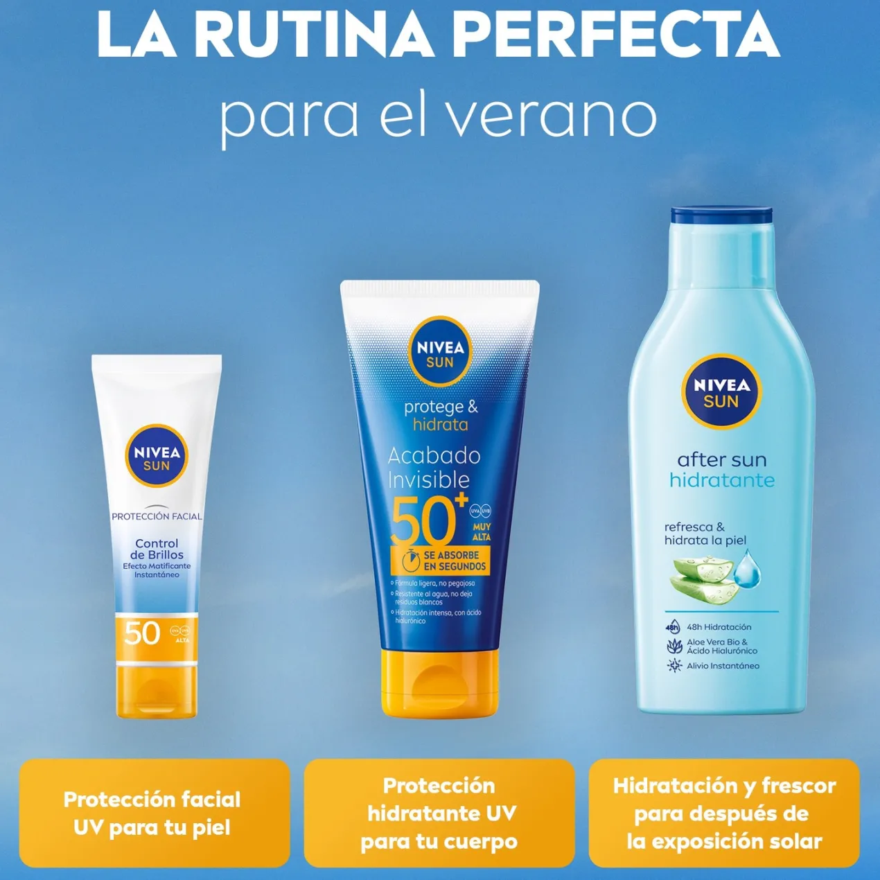 SUN Protege & Hidrata Loción Solar Acabado Invisible SPF50+