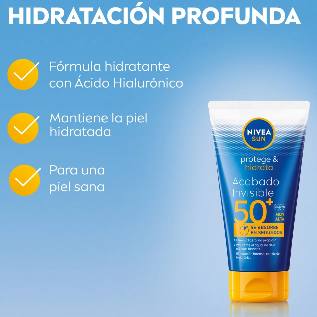 SUN Protege & Hidrata Loción Solar Acabado Invisible SPF50+