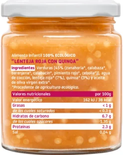 Tarrito Cachitos Lenteja Roja con Quinoa +10M