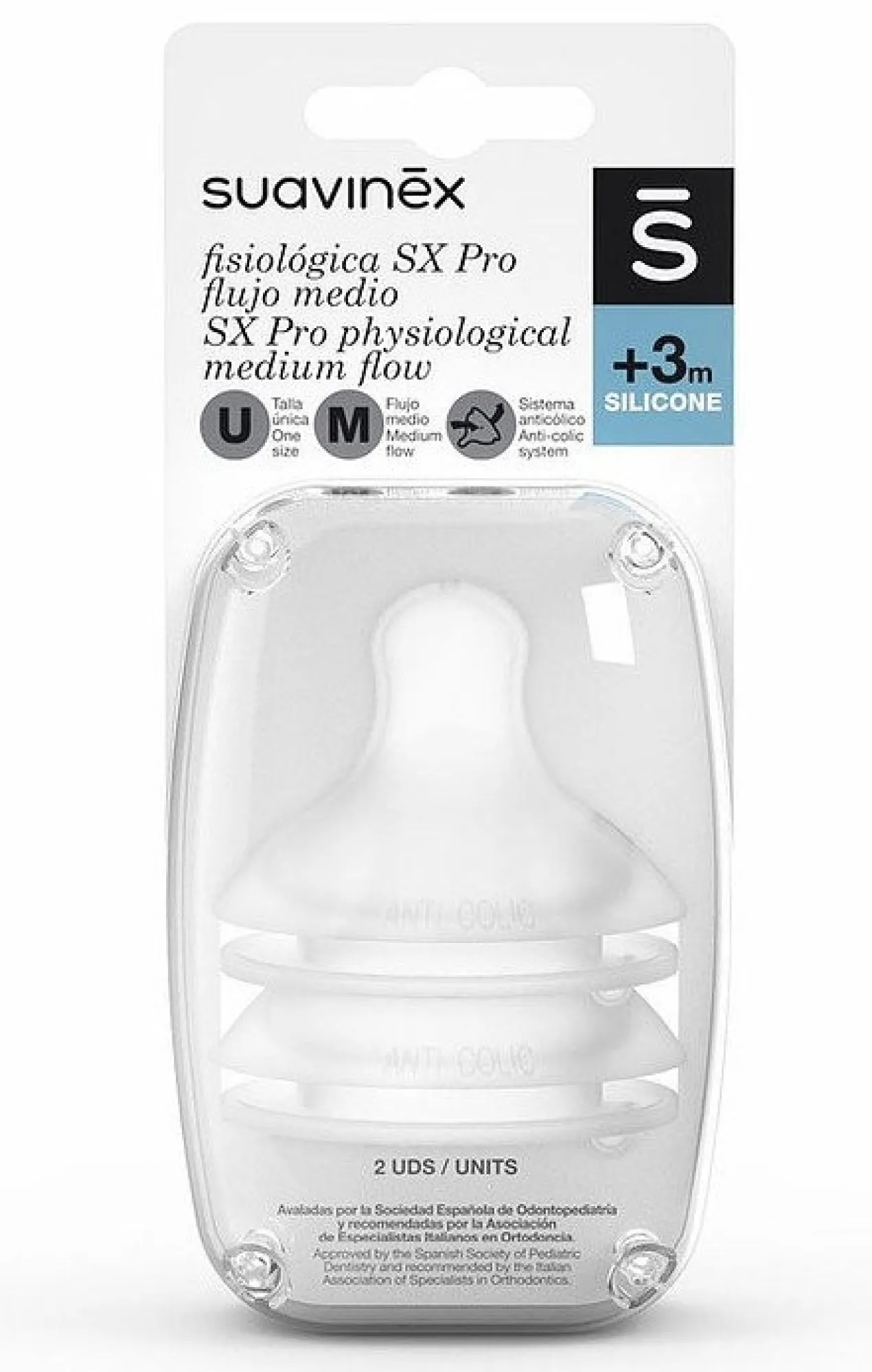 Tetina Fisiologica SX Pro Silicona Flujo Medio 3m+