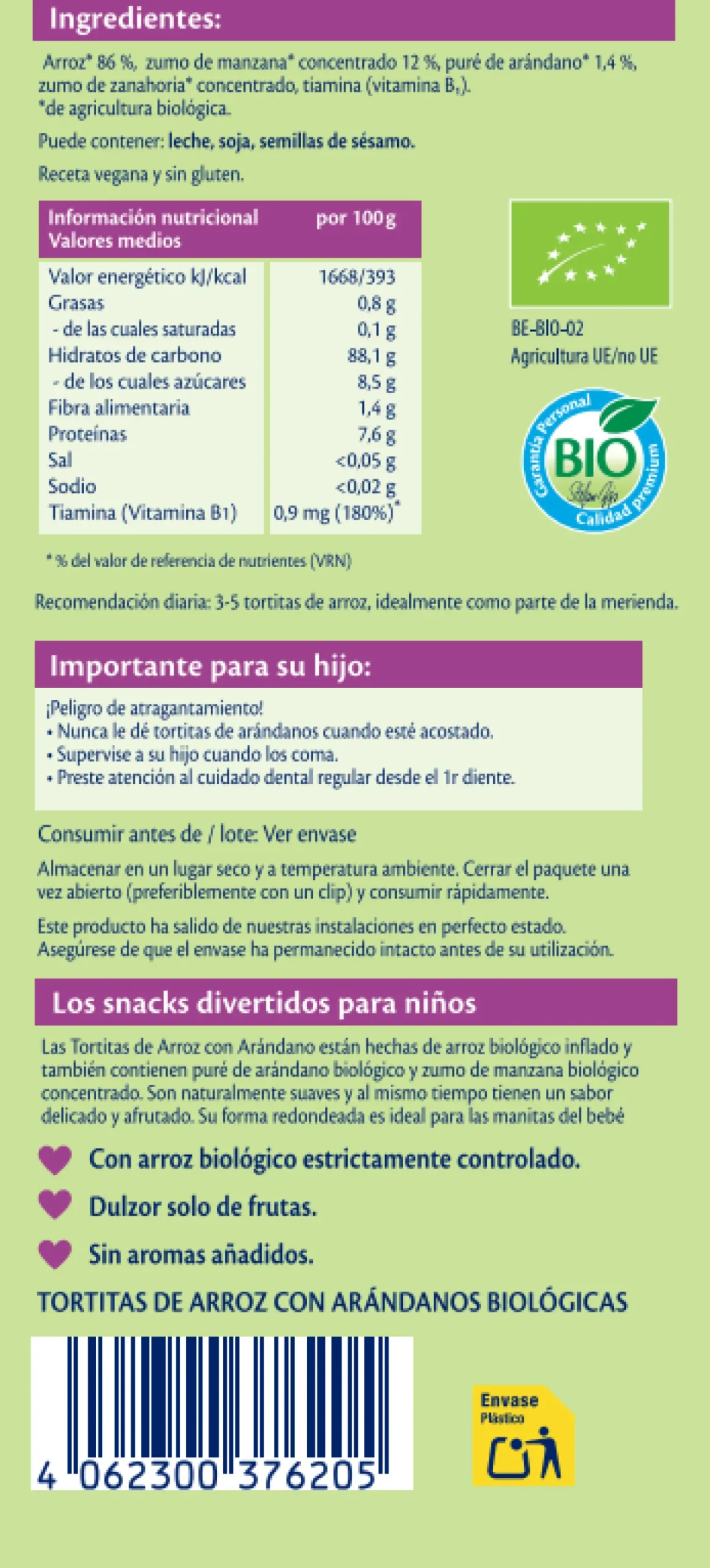 Toritas de Arroz con Arándanos +8 meses