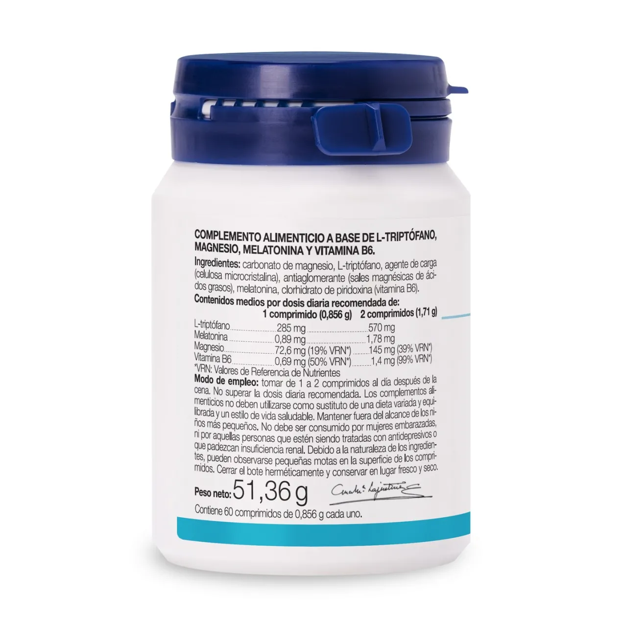 Triptófano con Melatonina + Magnesio y Vit B6