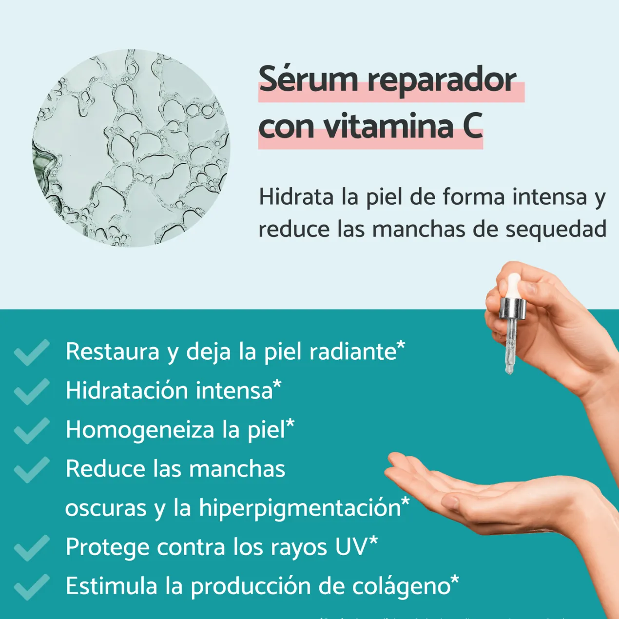 Vitamina C & Ácido Hialurónico Sérum Reparador