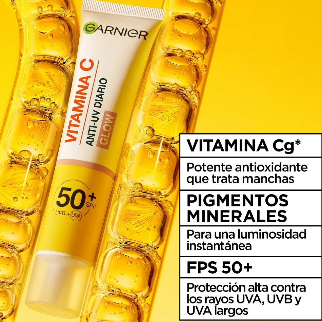 Vitamina C Fluido Antimanchas Anti-UV Diario Efecto Glow FPS50+