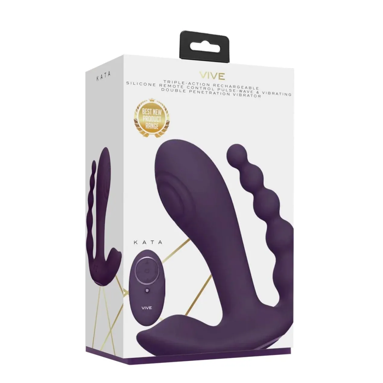 Vive by Shots Kata Vibrador de Doble Penetración con Ondas de Pulso y Vibración